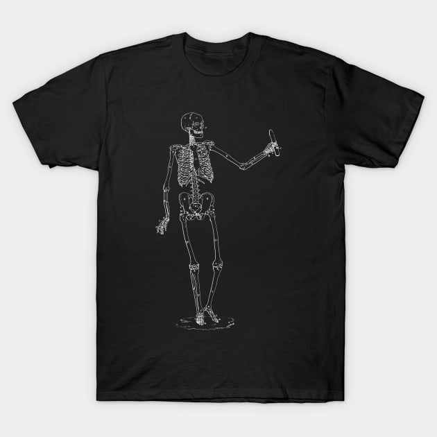 Skeleton Holding a Dildo T-Shirt by tommartinart